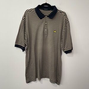 *SOLD* Masters Collection Men’s Striped Polo Shirt size L Black Beige Golf Logo